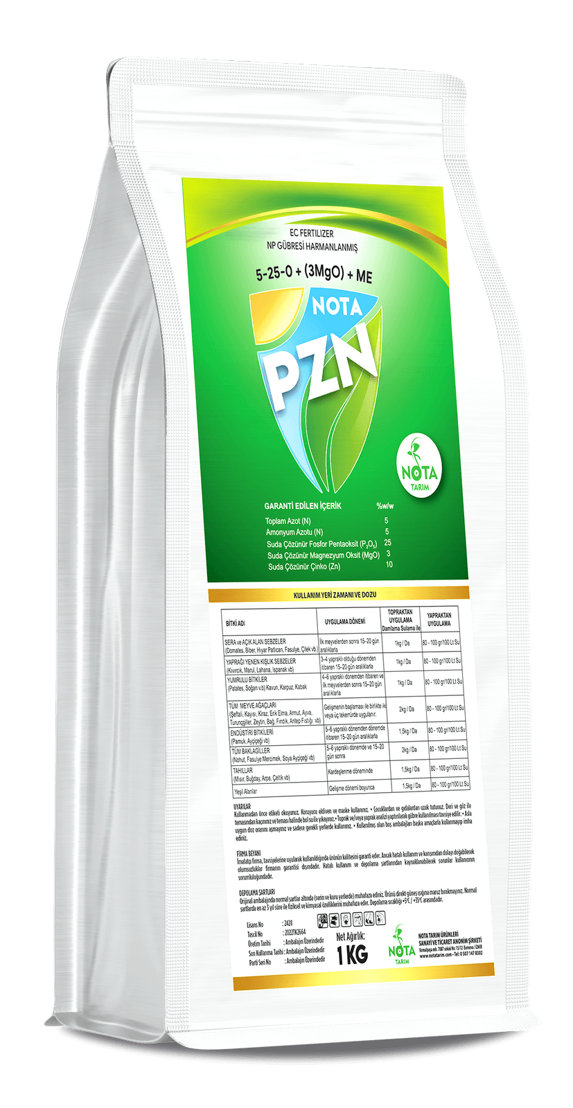 NOTA PZN - Fosfor + Çinko + Magnezyum
